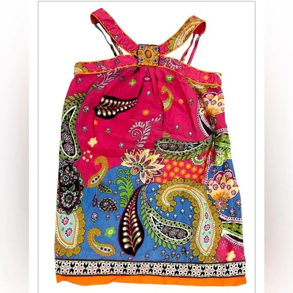 Miss Kelly 1999 Ladies Size L  Paisley Haltered Beaded Top - Picture 2 of 6